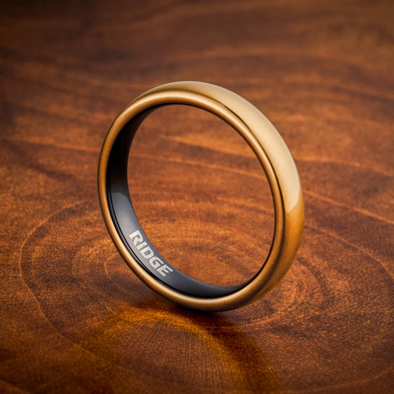 Ridge 4mm Rounded Ring Set - 24K Gold - Image 6