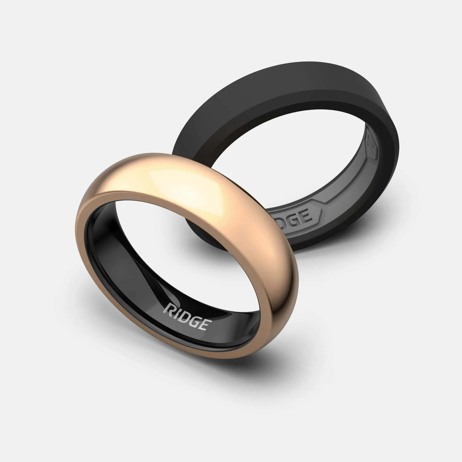 Ridge 6mm Rounded Ring Set - 18K Rose Gold - Image 3