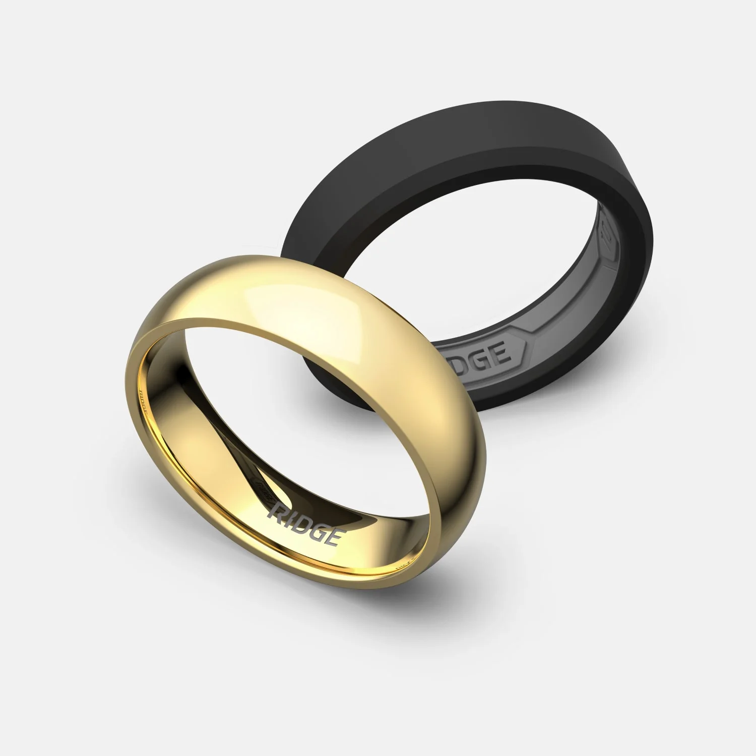 Ridge 6mm Rounded Ring Set - 24K Gold | Tantalum - Image 3