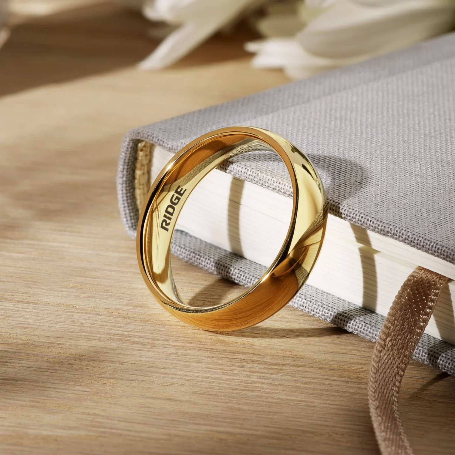 Ridge 6mm Rounded Ring Set - 24K Gold | Tantalum - Image 6