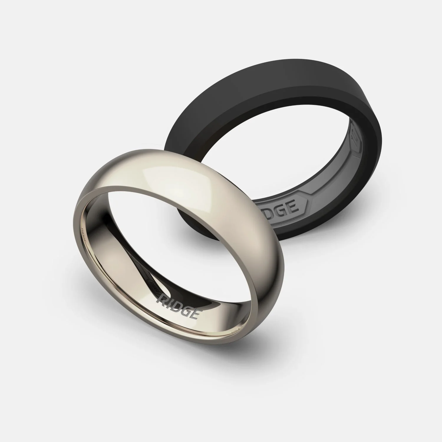 Ridge 6mm Rounded Ring Set - Platinum | Tantalum - Image 3