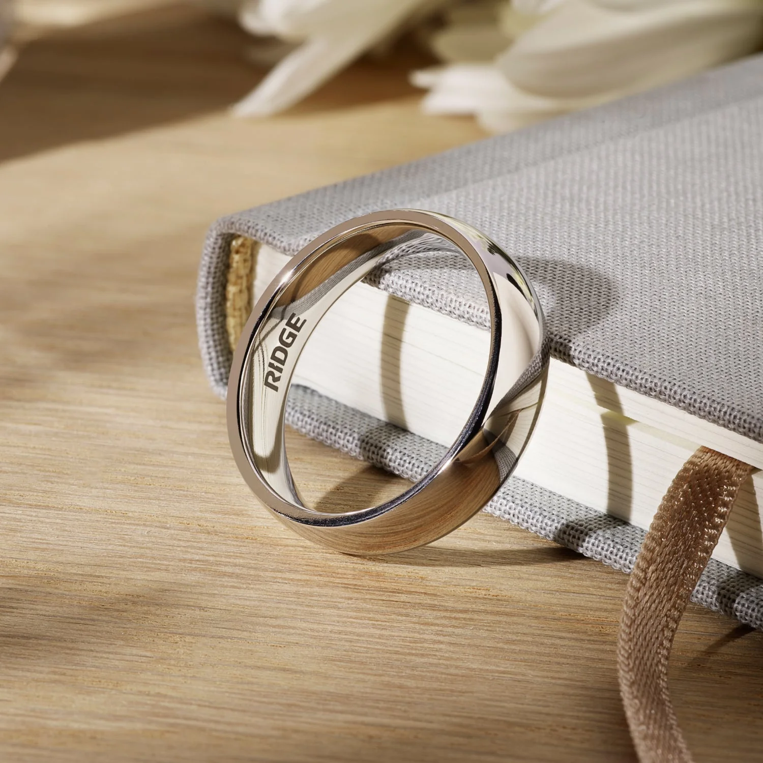 Ridge 6mm Rounded Ring Set - Platinum | Tantalum - Image 6