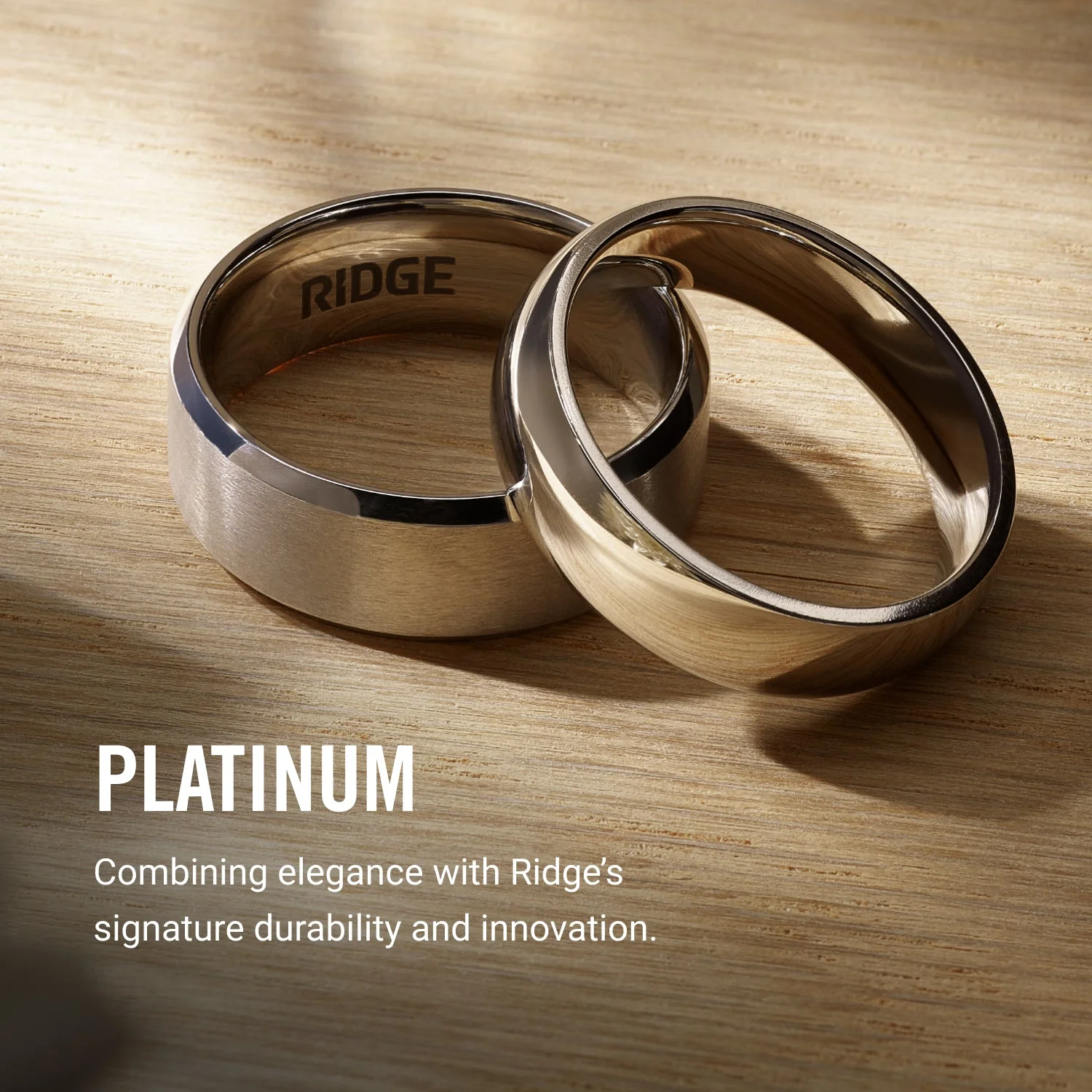 Ridge 6mm Rounded Ring Set - Platinum | Tantalum - Image 7