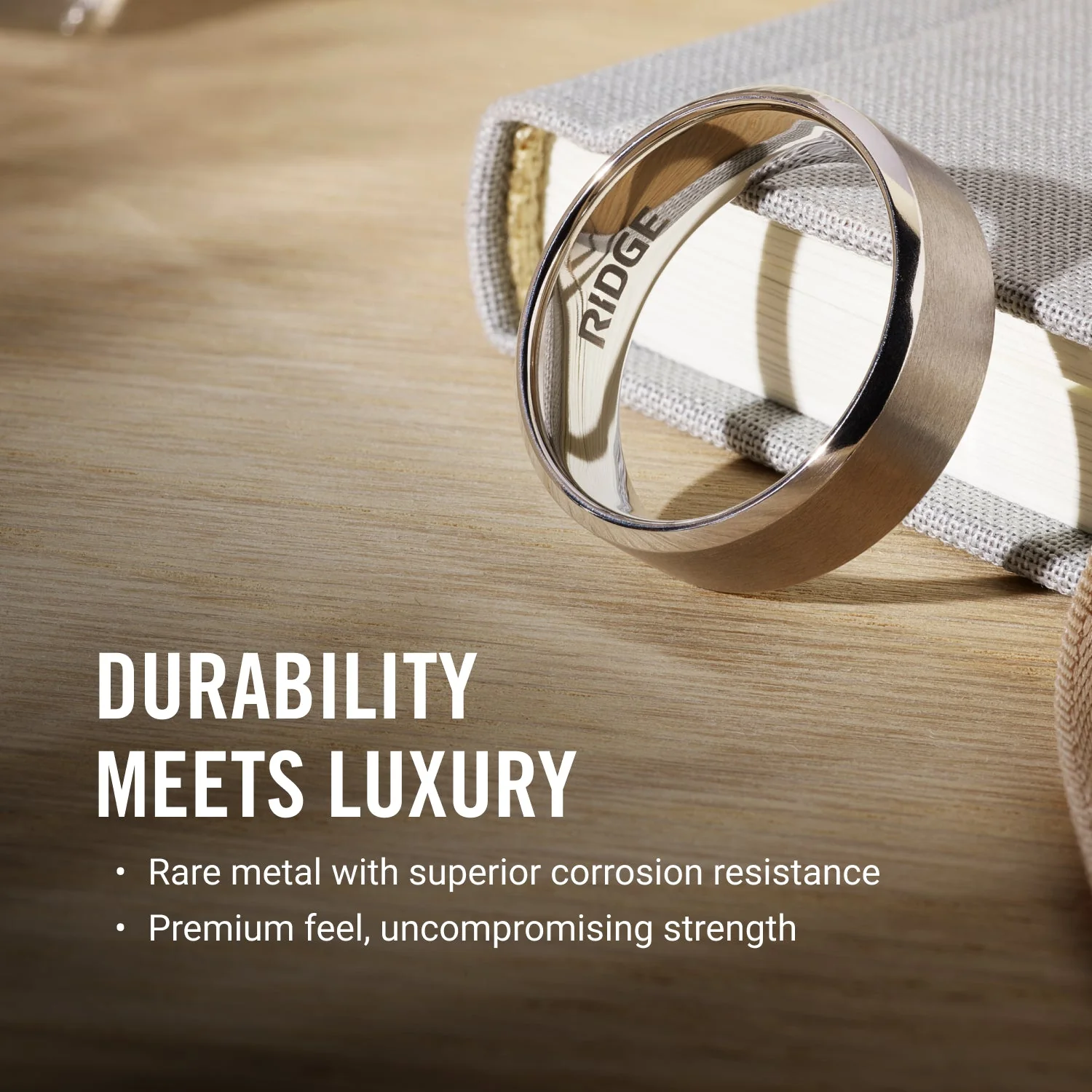 Ridge 8mm Beveled Ring Set - 24K Gold | Tantalum - Image 11