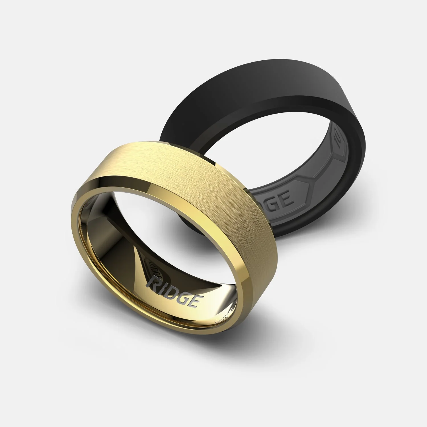Ridge 8mm Beveled Ring Set - 24K Gold | Tantalum - Image 3