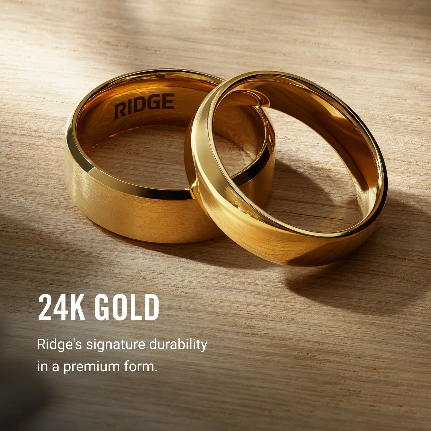 Ridge 8mm Beveled Ring Set - 24K Gold | Tantalum - Image 7