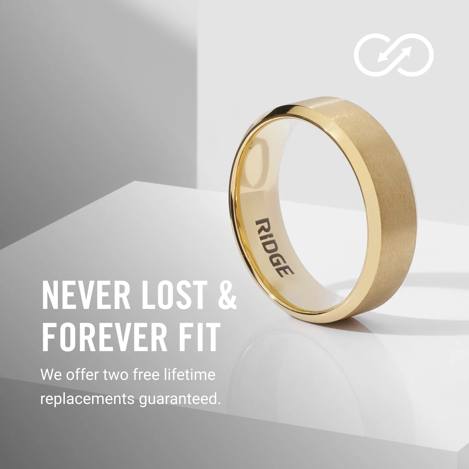 Ridge 8mm Beveled Ring Set - 24K Gold | Tantalum - Image 9