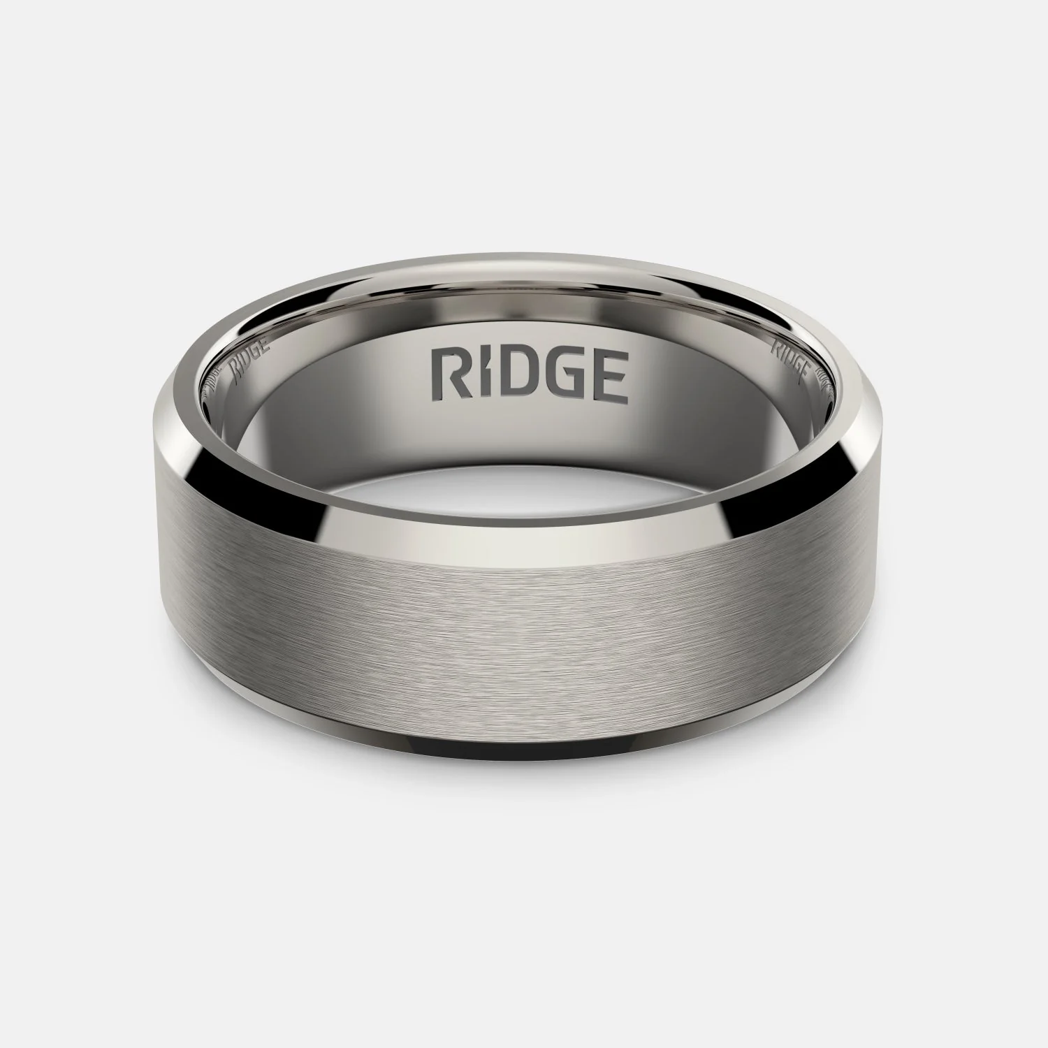 Ridge 8mm Beveled Ring Set - Platinum | Tantalum - Image 2