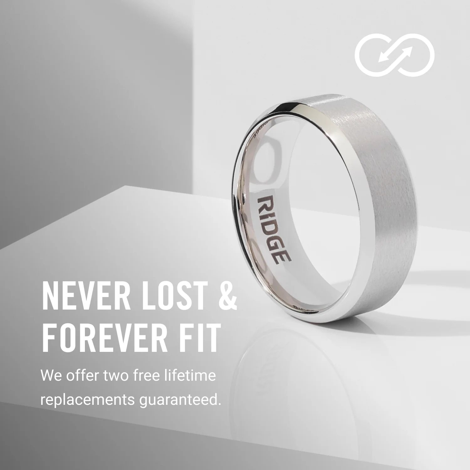 Ridge 8mm Beveled Ring Set - Platinum | Tantalum - Image 9