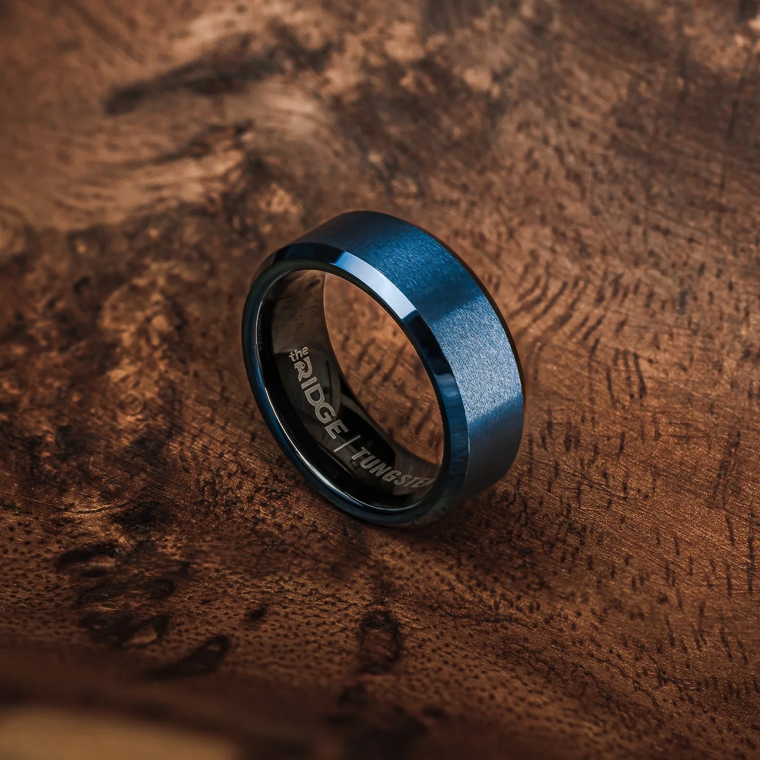 Ridge 8mm Beveled Ring Set - Alpine Navy - Image 6