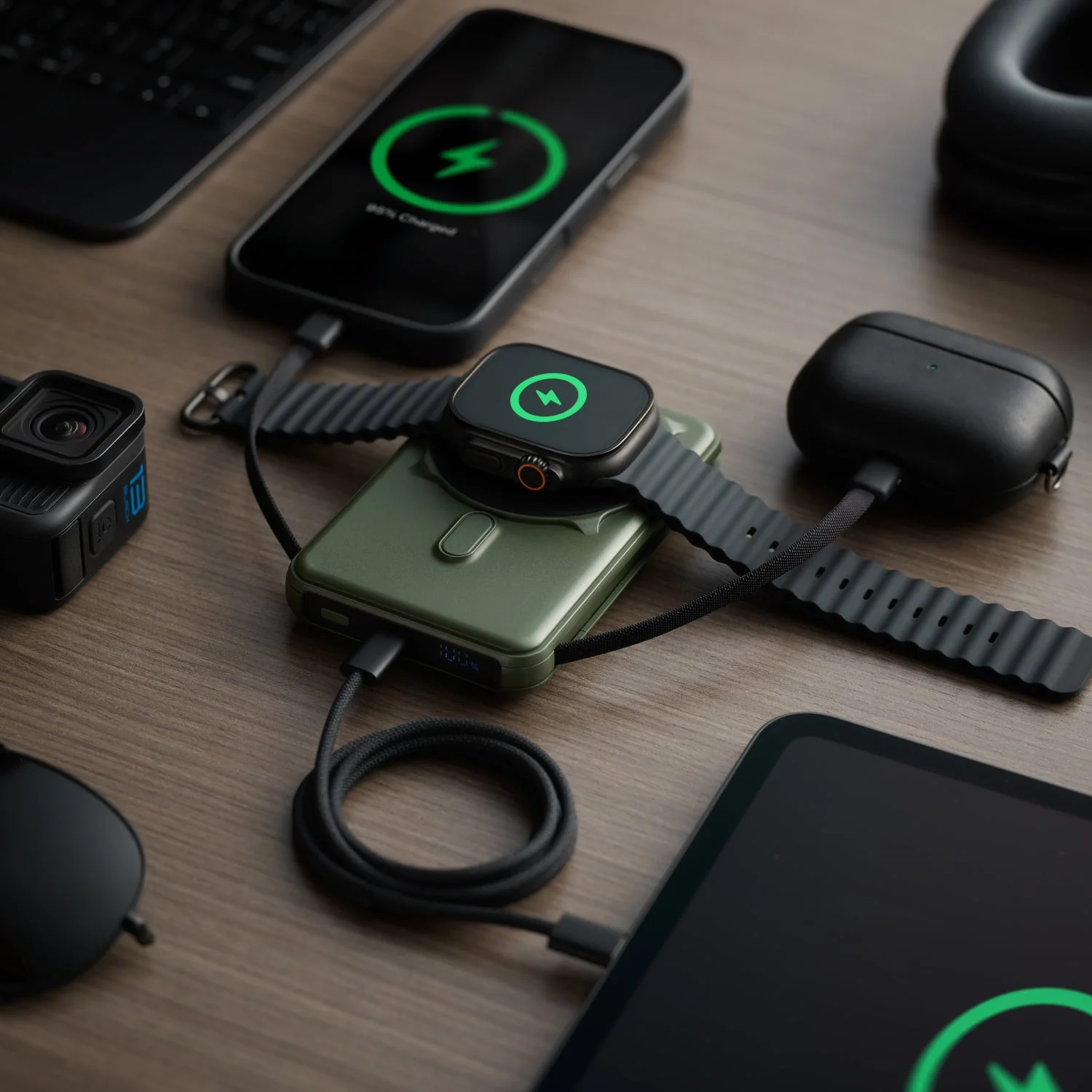 Ridge Power Bank - 10k mAh - Matte Olive - Image 5