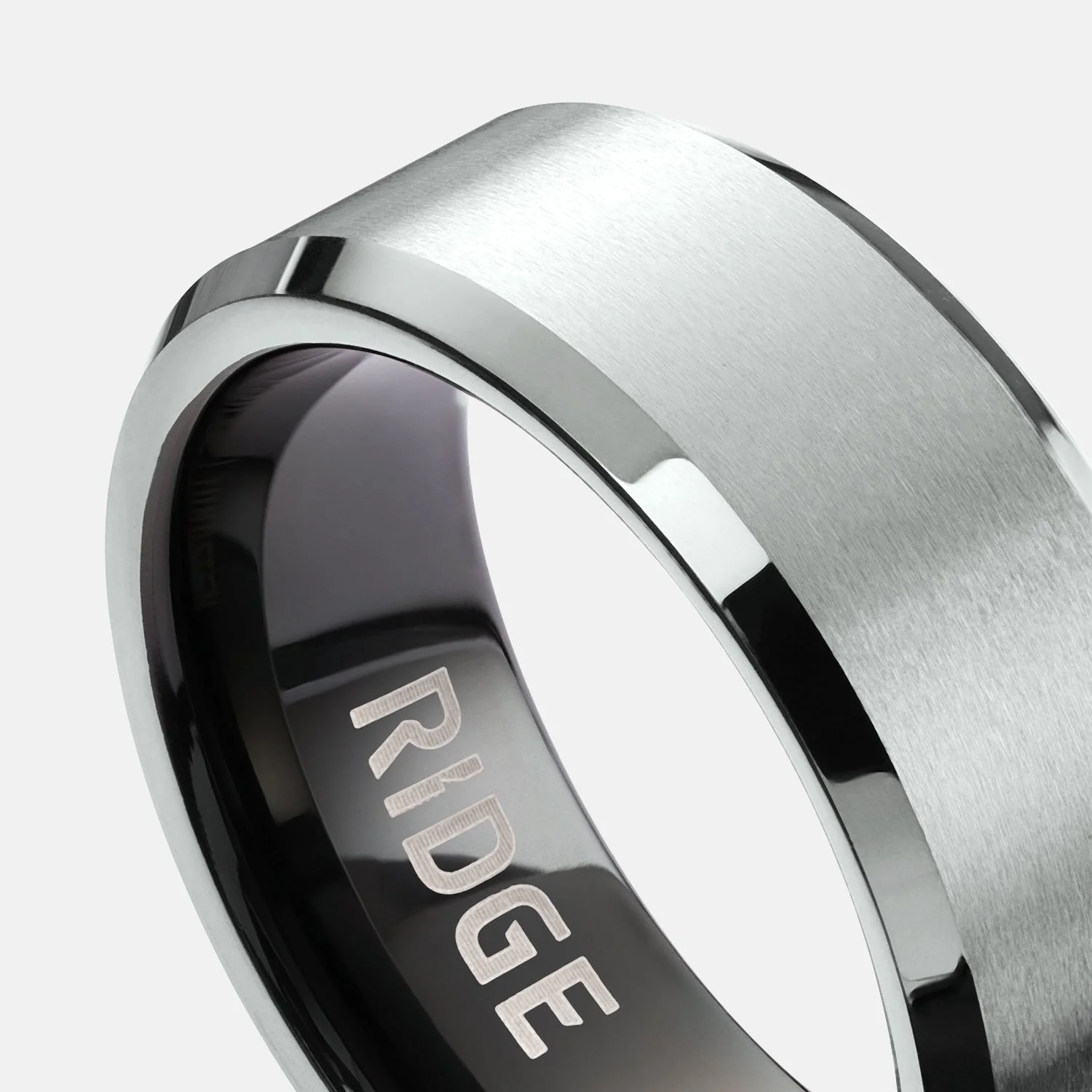 Ridge 8mm Beveled Ring Set - Platinum - Image 4
